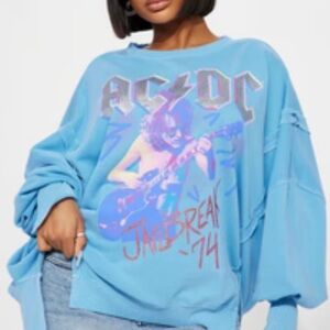 AC/DC Blue Distressed Sweatshirt